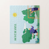 Kinder naam van Blond Boys Soccer Players Illustra Legpuzzel (Verticaal)