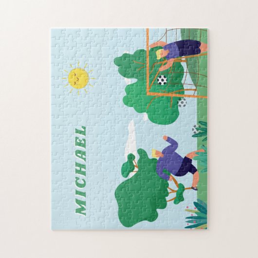 Kinder naam van Blond Boys Soccer Players Illustra Legpuzzel (Verticaal)