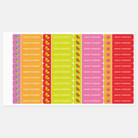 Kinder naam van Cute Colorful Butterfly Labels (Vel)