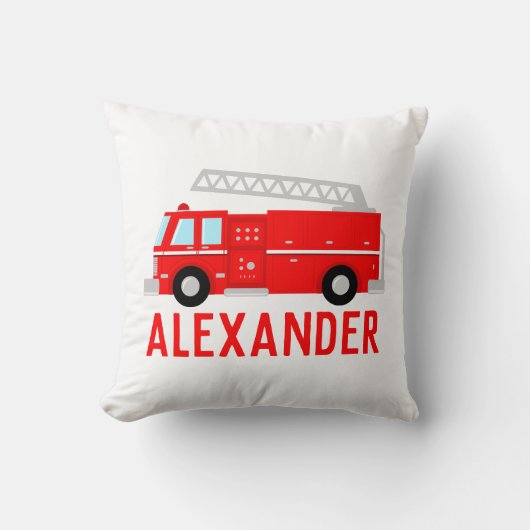 Kinder naam van Fire Truck Kussen (Voorkant)