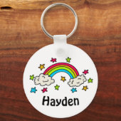 Kinder naam van kleurrijke regenboog en sterren sleutelhanger (Voorkant)
