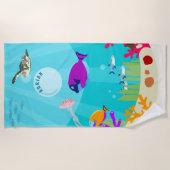 Kinder naam van kleurrijke Zeeen van de oceaan Strandlaken (Voorkant)