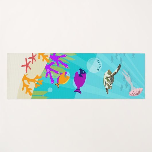 Kinder naam van kleurrijke Zeeen van de oceaan Yogamat (Voorkant (horizontaal))