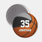 kinder naam zwarte grijze basketbalteam magneet (Voorkant / Achterkant)