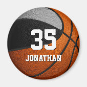 kinder naam zwarte grijze basketbalteam magneet (Voorkant)