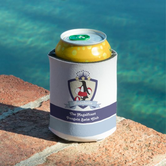 Kinder naam zwemclub Crest Cute Penguin Blikjeskoeler (Insitu Zwembad)