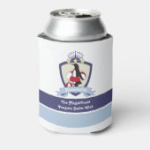 Kinder naam zwemclub Crest Cute Penguin Blikjeskoeler (Blikje Achterkant)