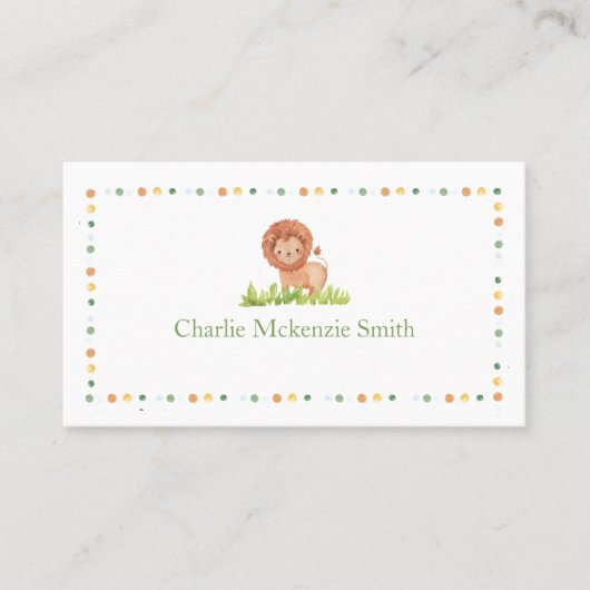Kinder naamkaart (leeuw) visitekaartje (Voorkant)
