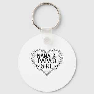 Kinder Nana &amp; Papas Meisje Bloemen Hart aan op Sleutelhanger
