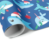 Kinder narwal haai onder het Zee kerst Cadeaupapier (Rol Hoek)