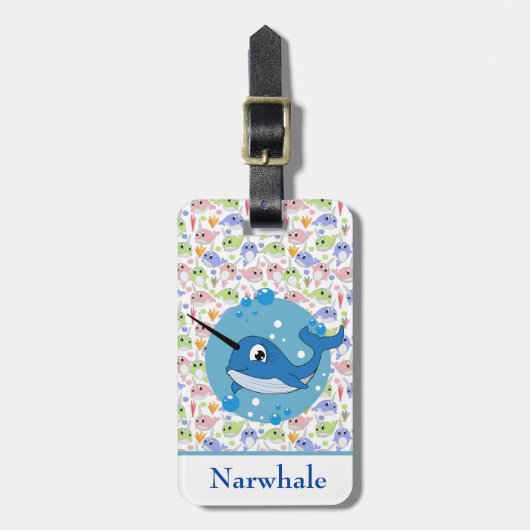 Kinder Narwhale Bagagelabel (Voorkant verticaal)