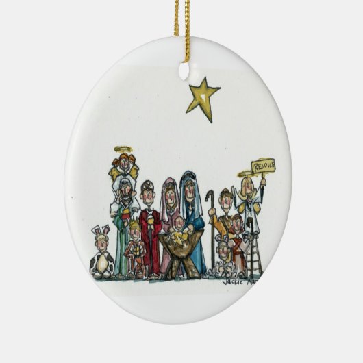 kinder nativiteitsscène keramisch ornament (Rechts)