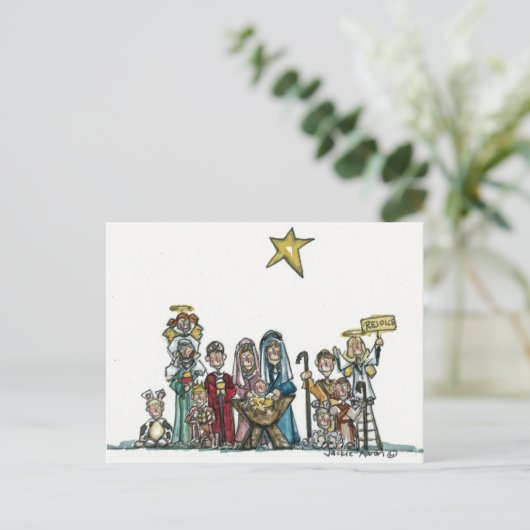 kinder nativityscène briefkaart (Staand voorkant)