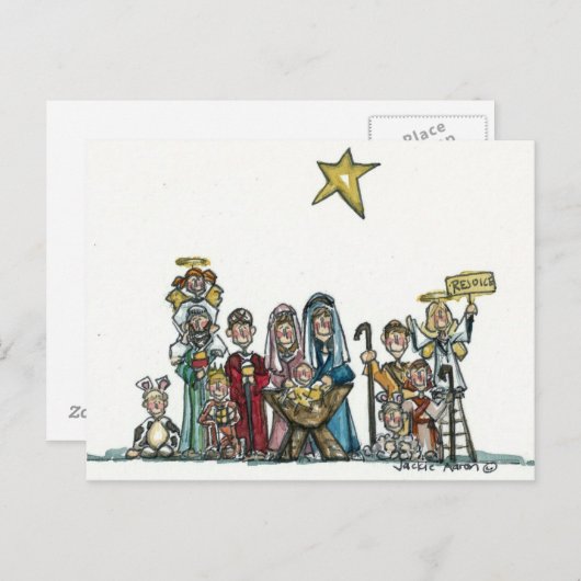 kinder nativityscène briefkaart (Voorkant / Achterkant)