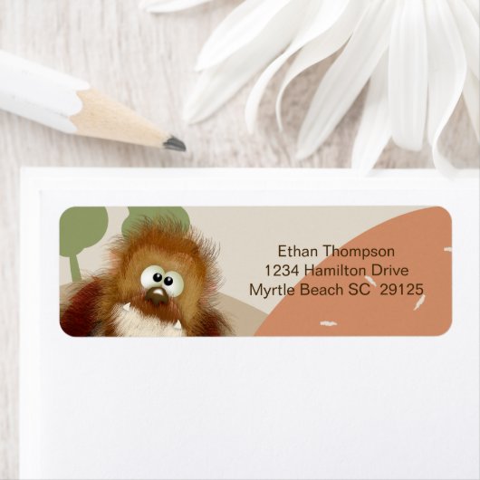 Kinder Natuur Big Foot/Sasquatch Birthday Party Etiket (Insitu)