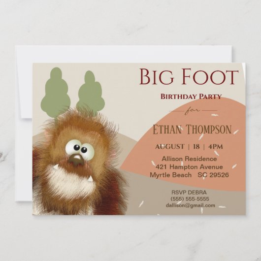 Kinder Natuur Big Foot/Sasquatch Birthday Party Kaart (Voorkant)