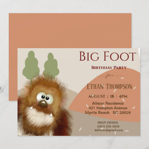 Kinder Natuur Big Foot/Sasquatch Birthday Party Kaart