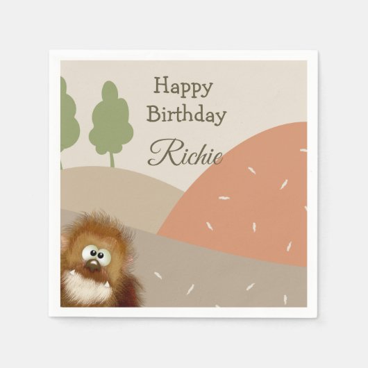 Kinder Natuur Big Foot/Sasquatch Birthday Party Servet (Voorkant)