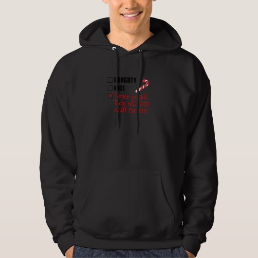 Kinder Naughty Nice List Papa koopt het grootkind Hoodie (Voorkant)