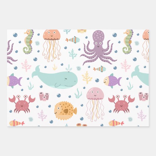 Kinder Nautisch Patroon Inpakpapier Vel (Voorkant 3)