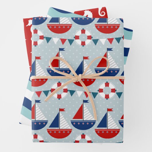 Kinder Nautisch Patroon Inpakpapier Vel (In situ)
