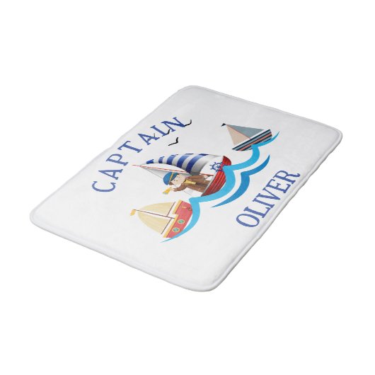 Kinder nautische bootkapitein gepersonaliseerd badmat (Gekanteld)