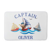 Kinder nautische bootkapitein gepersonaliseerd badmat (Voorkant)
