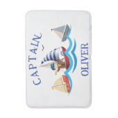 Kinder nautische bootkapitein gepersonaliseerd badmat (Voorkant Verticaal)