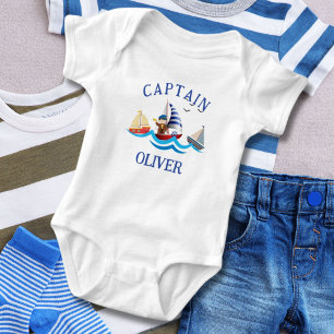 Kinder nautische bootkapitein gepersonaliseerd romper