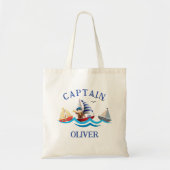 Kinder nautische bootkapitein gepersonaliseerd tote bag (Voorkant)