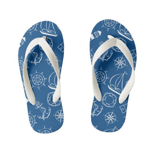 Kinder nautische print Teenslippers (Voetbed)