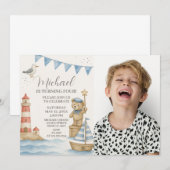 Kinder Nautische Verjaardag Uitnodigen met foto Kaart (Voorkant / Achterkant)