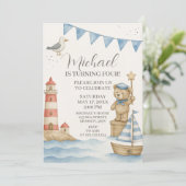 Kinder nautische verjaardagsuitnodiging kaart (Staand voorkant)