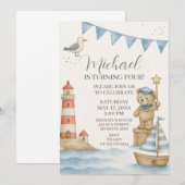 Kinder nautische verjaardagsuitnodiging kaart (Voorkant / Achterkant)