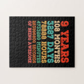 Kinder negende verjaardag 9 jaar oude  retro legpuzzel (Horizontaal)