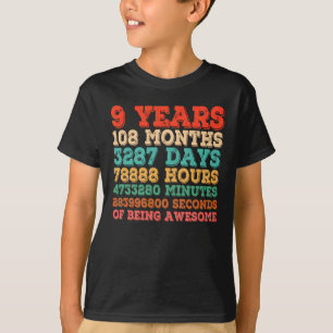 Kinder negende verjaardag 9 jaar oude  retro t-shirt