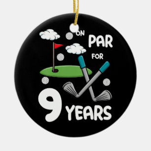 Kinder negende verjaardag Golf Funny Golfer 9 jaar Keramisch Ornament