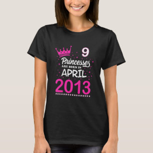 Kinder negende verjaardag T-shirt roze prinsessen