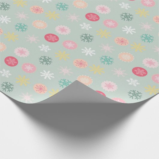 Kinder neutraal kleurrijk Snowflake kerstfeest Cadeaupapier (Hoek)