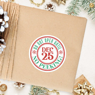 Kinder niet openen tot Kerstmis nieuwe gluren Ronde Sticker