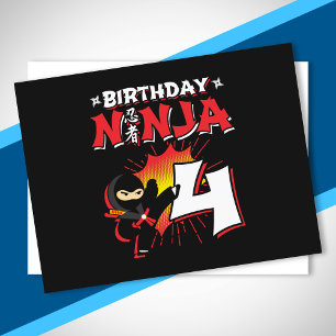 Kinder Ninja Birthday Party Gift - 4 jaar oud Briefkaart