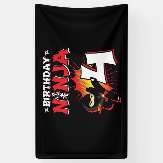 Kinder Ninja Birthday Party Gift - 4 jaar oud Spandoek (Verticaal)