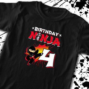 Kinder Ninja Birthday Party Gift - 4 jaar oud T-shirt