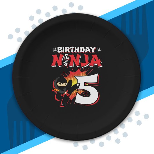 Kinder Ninja Birthday Party Gift - 5 jaar oud Papieren Bordje