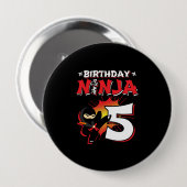 Kinder Ninja Birthday Party Gift - 5 jaar oud Ronde Button 4,0 Cm (Voorkant /achterkant)