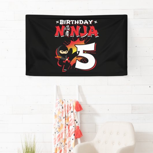 Kinder Ninja Birthday Party Gift - 5 jaar oud Spandoek (Insitu)