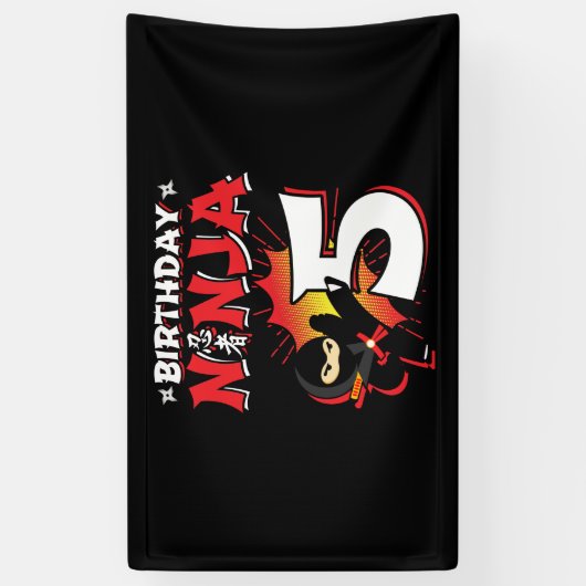 Kinder Ninja Birthday Party Gift - 5 jaar oud Spandoek (Verticaal)