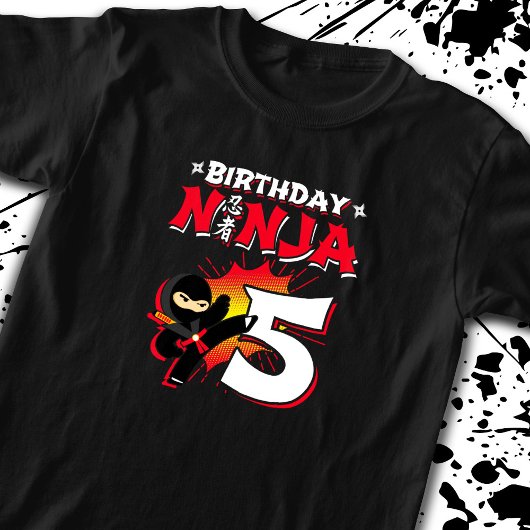 Kinder Ninja Birthday Party Gift - 5 jaar oud T-shirt