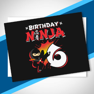 Kinder Ninja Birthday Party Gift - 6 jaar oud Briefkaart
