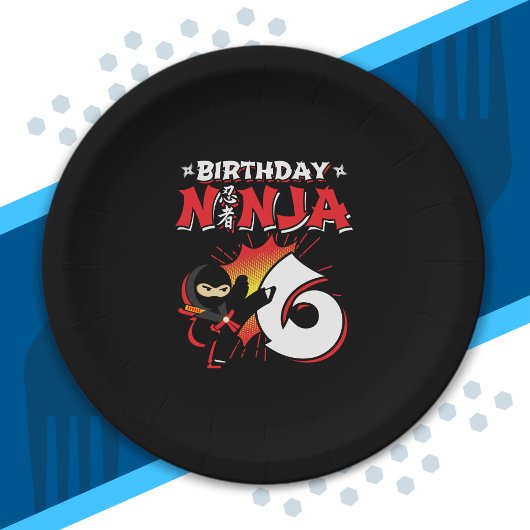 Kinder Ninja Birthday Party Gift - 6 jaar oud Papieren Bordje